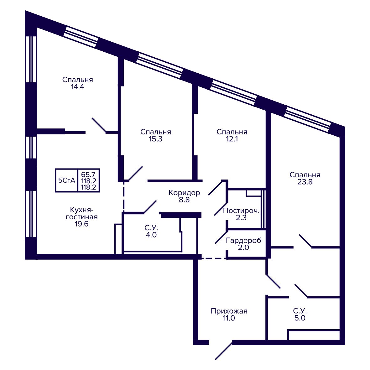 Корпус 1, квартира №274, 118.2 м²