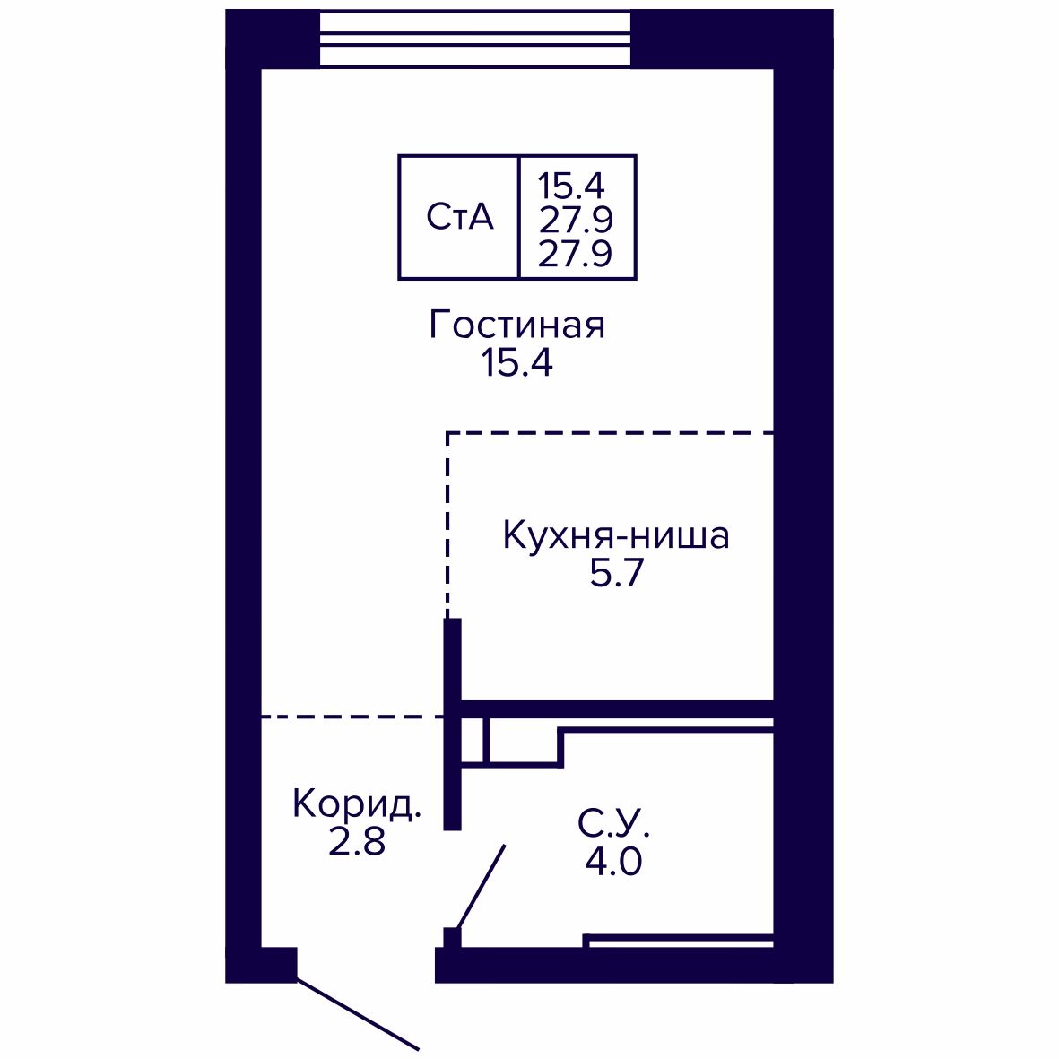 Корпус 2, квартира №144, 27.99 м²